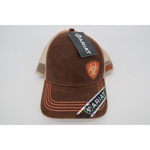 Ariat Rob Cap Mesh Shield Logo One Size Snapback Hat Brown Orange 10024602‎ New